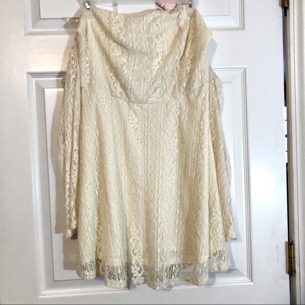 New Pink Owl Off Shoulder Lace Dress